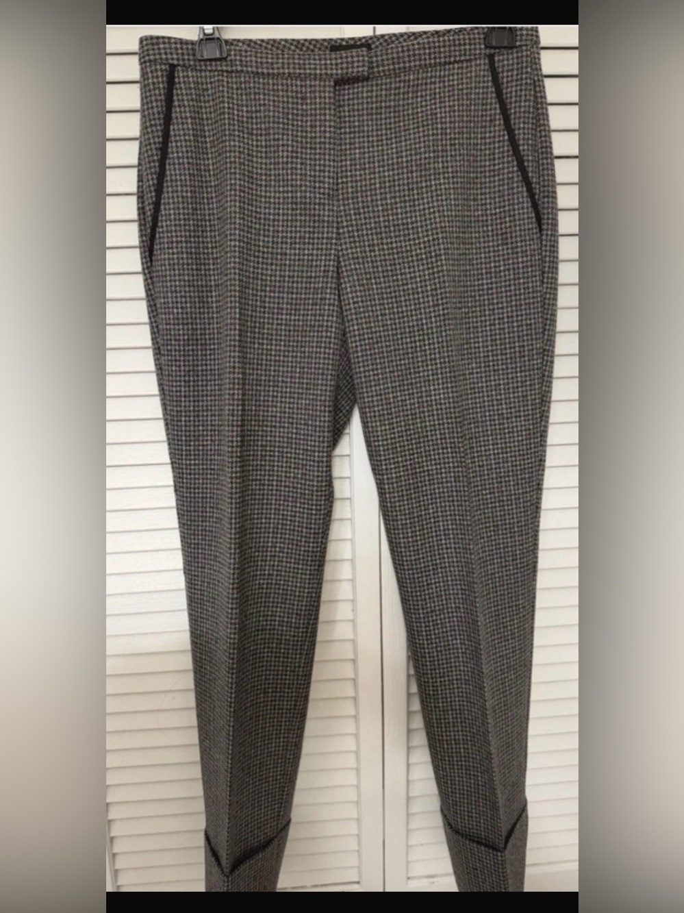 Theory Testra Houndstooth Cuffed Ankle Pants Sz 2